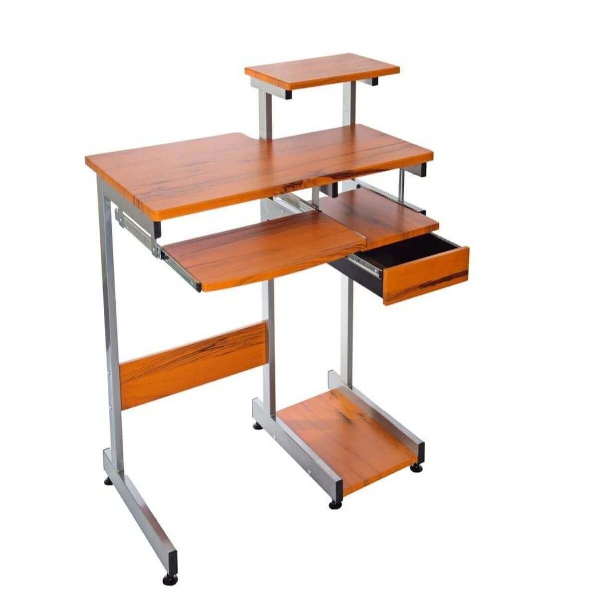 Techni Mobili Wood Grain Complete Computer Workstation Desk RTA-2706A-WG01 Open Drawer #color_wood grain