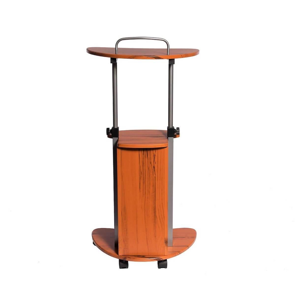 Techni Mobili Wood Grain Sit-to-Stand Rolling Adjustable Height Laptop Cart With Storage RTA-B002-WG01 Back #color_wood grain