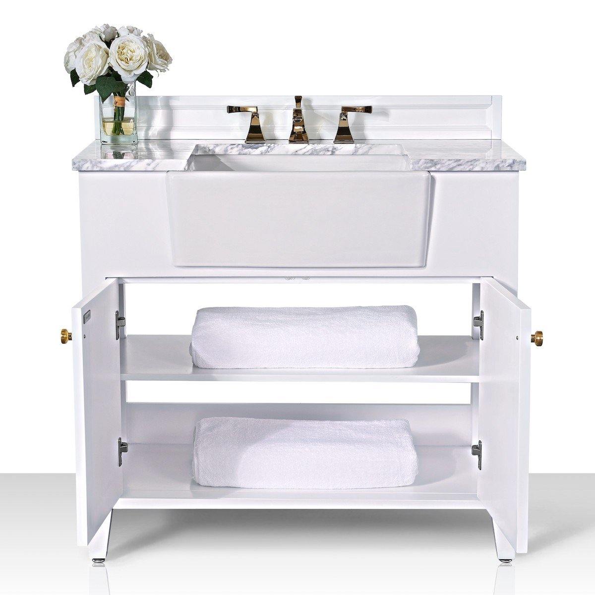 Ancerre Designs Adeline 36 Inch White Single Vanity Open Doors