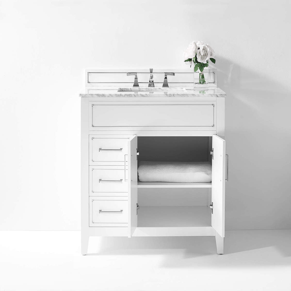 Ancerre Designs White Aspen 36” Single Vanity VTS-ASPEN-36-W-CW Inside