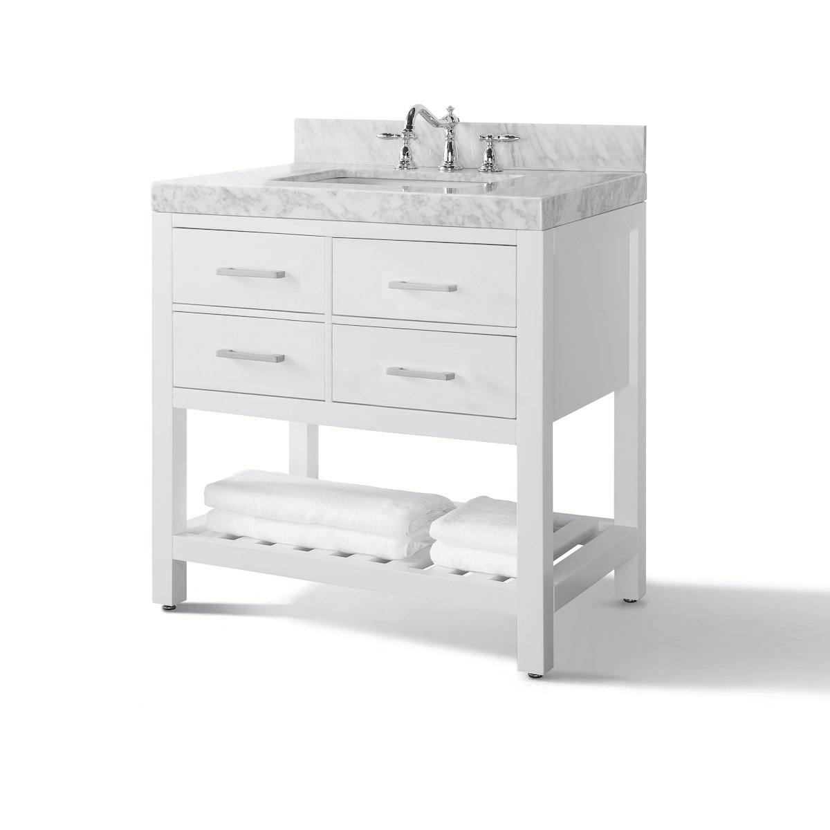 Ancerre Designs Elizabeth 36 Inch White with Nickel Hardware Single Vanity Side