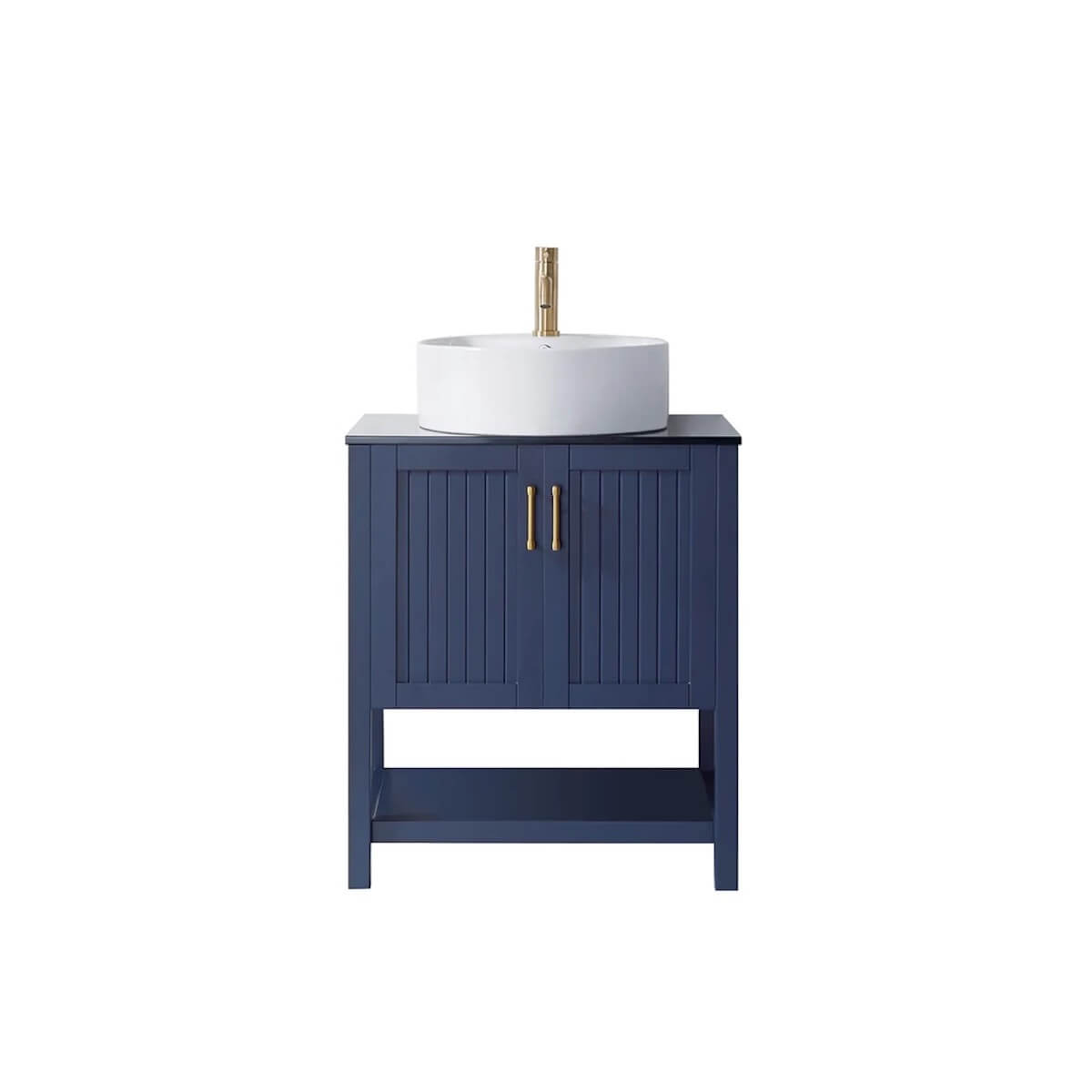 Vinnova Modena 28” Royal Blue Freestanding Single Vanity with Glass Countertop and White Vessel Sink Without Mirror 756028-RB-BG-NM