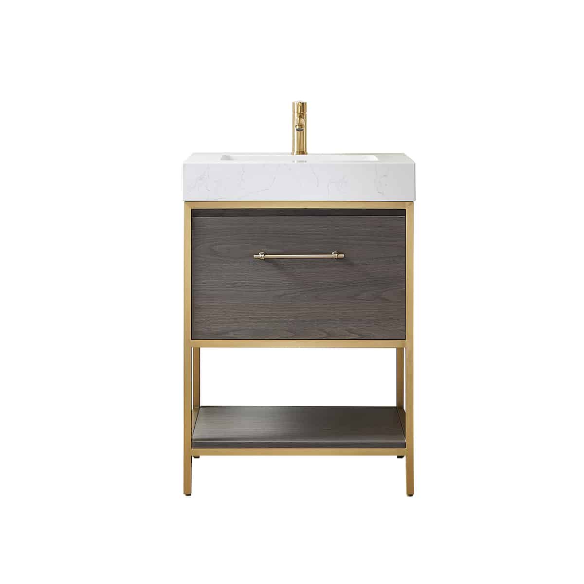 Vinnova Palma 24 Inch Freestanding Single Sink Bath Vanity in Suleiman Oak With White Composite Grain Stone Countertop Without Mirror 701224G-SO-GW-NM
