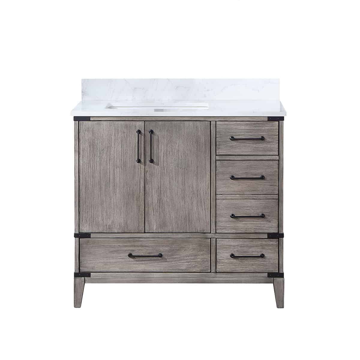 Vinnova Zaragoza Freestanding Single Sink Bath Vanity in Classical Gre
