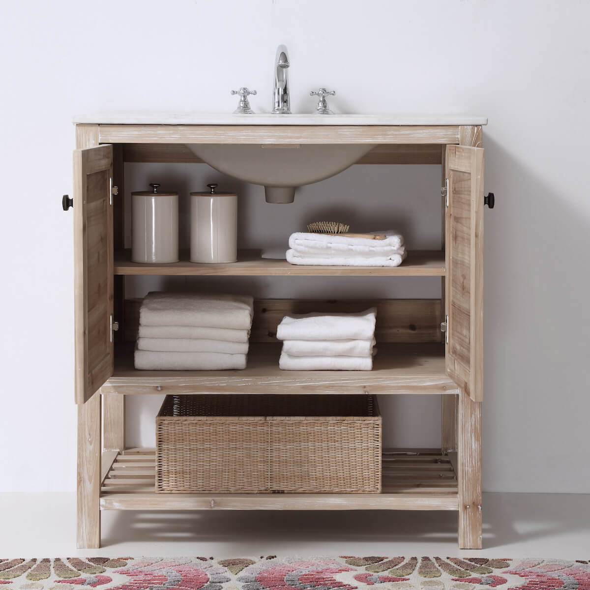 Legion Furniture 36" Solid Wood Single Sink Vanity with Marble Top Inside WH5136