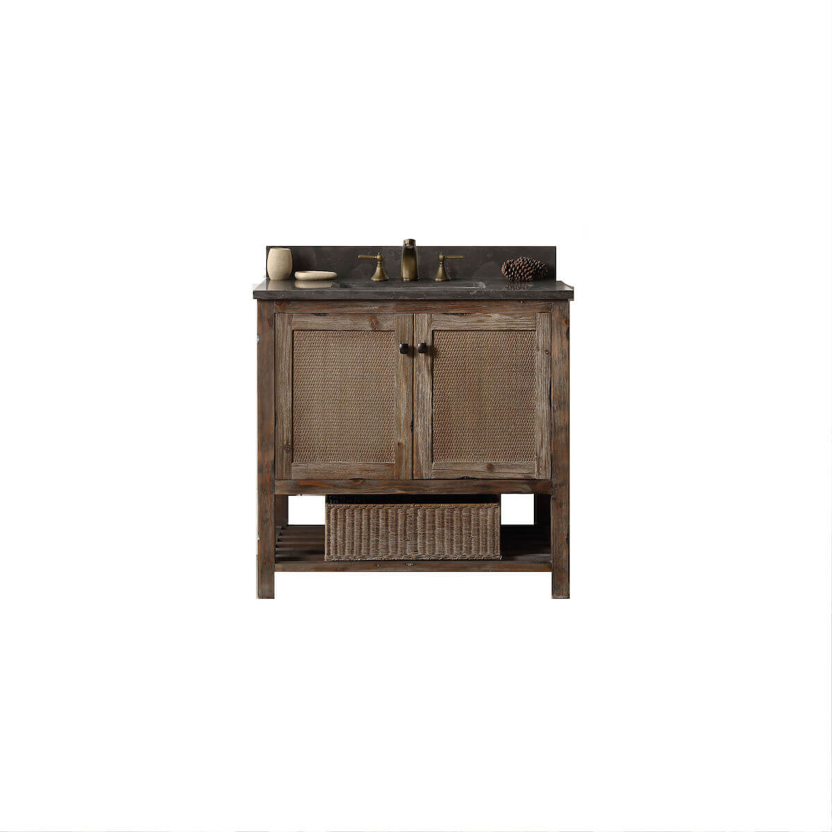 Legion Furniture 36" Brown Solid Wood Single Sink Vanity with Moon Stone Top WH5136-BR