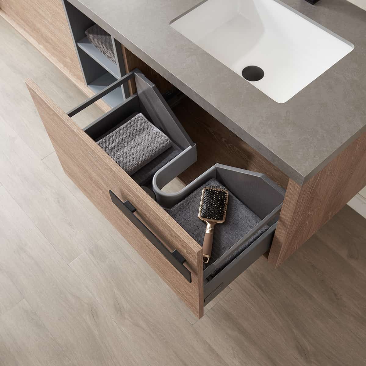 Vinnova Carcastillo 72 Inch Wall Mount Double Sink Bath Vanity in North American Oak with Grey Sintered Stone Top With Mirrors Inside 703272-NO-WK #mirror_with mirror
