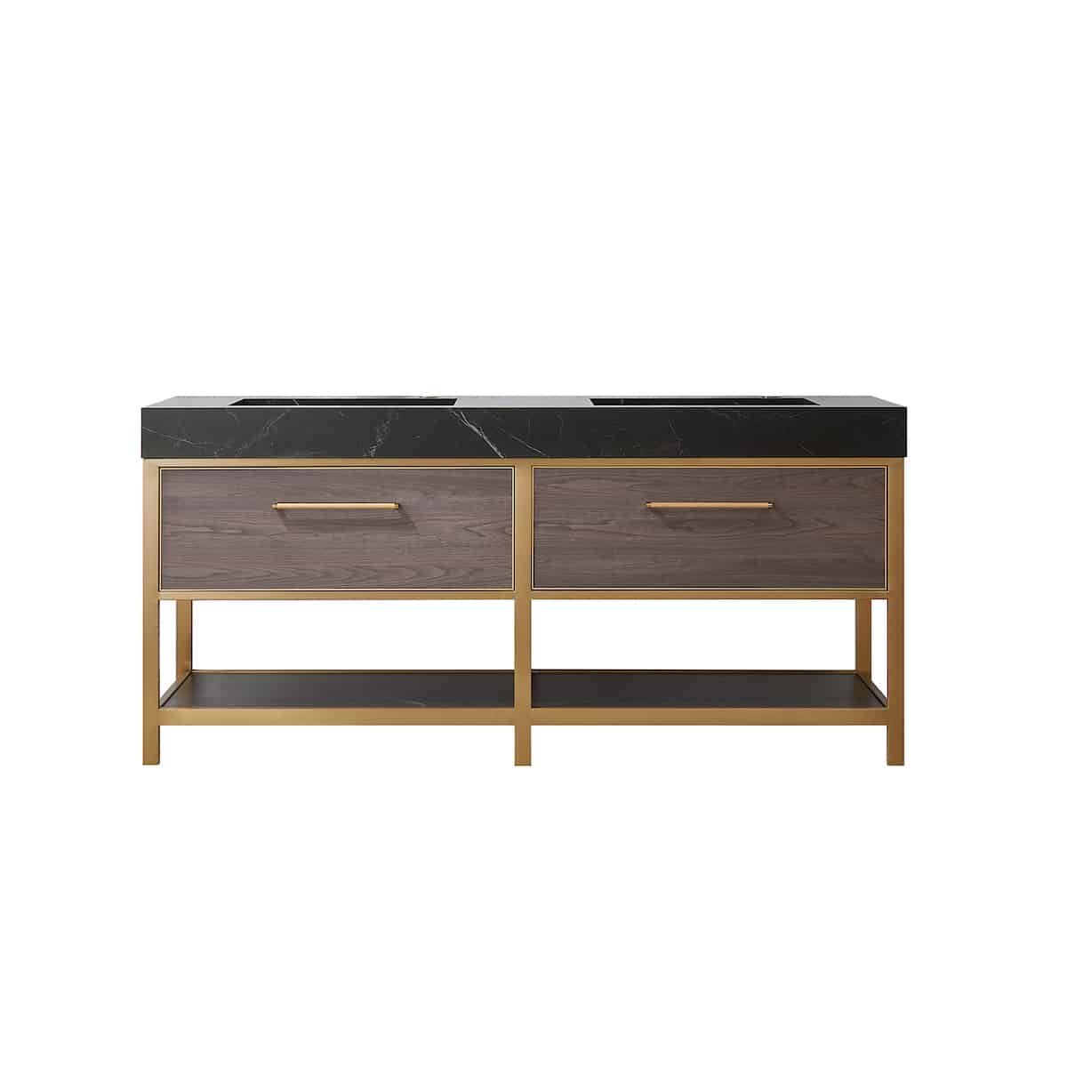 Vinnova Segovia 72 Inch Freestanding Double Sink Bath Vanity in Suleiman Oak with Black Sintered Stone Top Without Mirror 702072-SO-SL-NM #mirror_without mirror