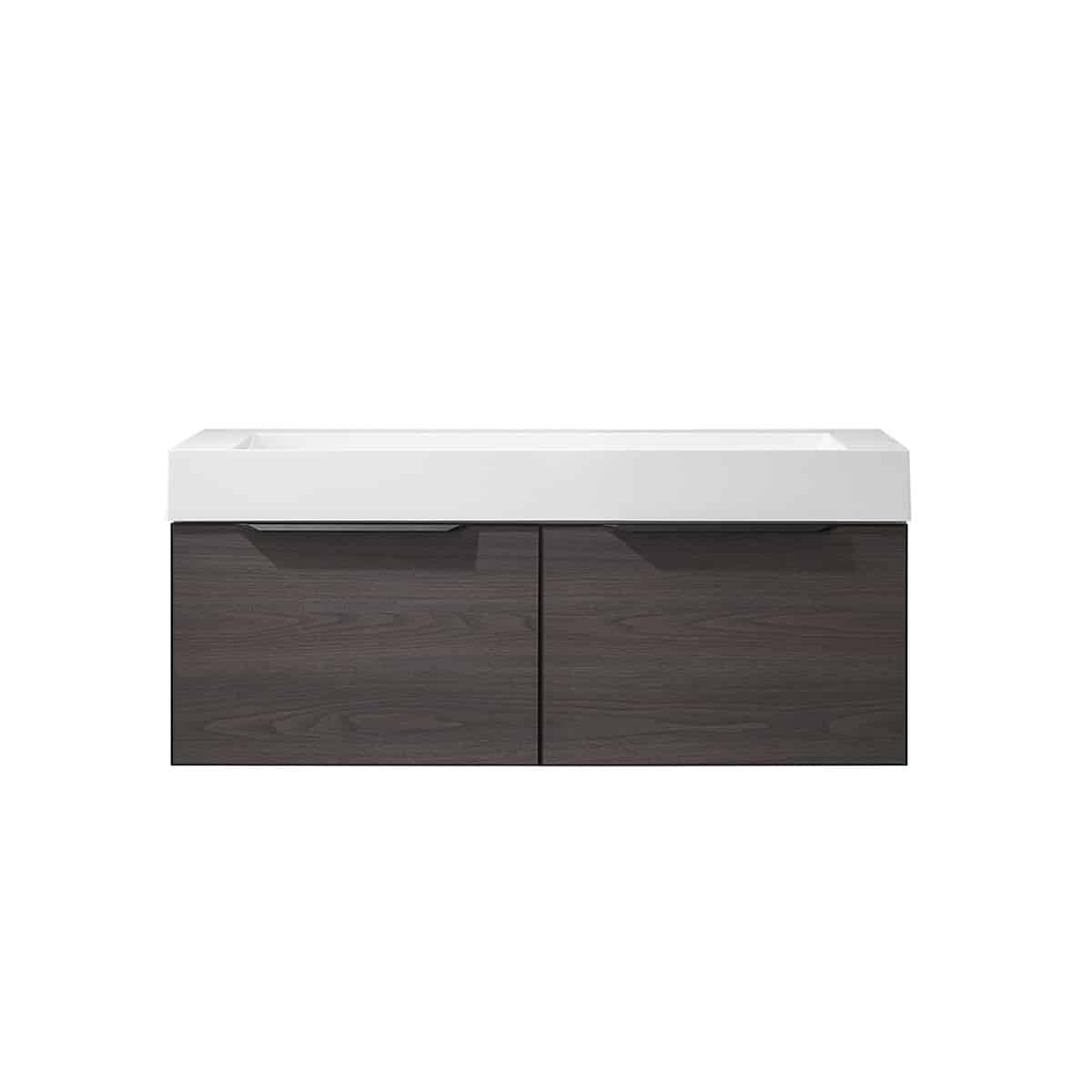 Vinnova Vegadeo 48 Inch Wall Mount Single Sink Bath Vanity in Suleiman Oak Finish with White One-Piece Composite Stone Sink Top Without Mirror 703448-SO-WH-NM