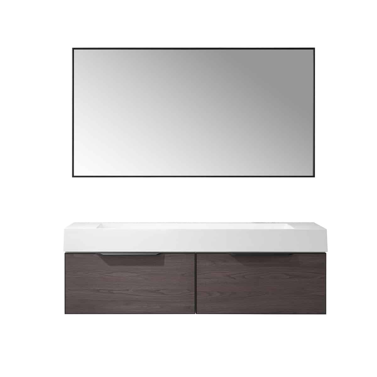 Vinnova Vegadeo 60 Inch Wall Mount Double Sink Bath Vanity in Suleiman Oak Finish with White One-Piece Composite Stone Sink Top With Mirror 703460-SO-WH