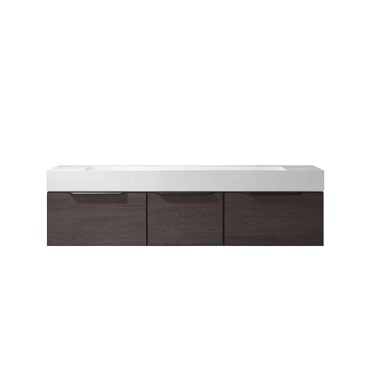 Vinnova Vegadeo 72 Inch Wall Mount Double Sink Bath Vanity in Suleiman Oak Finish with White One-Piece Composite Stone Sink Top Without Mirror 703472-SO-WH-NM