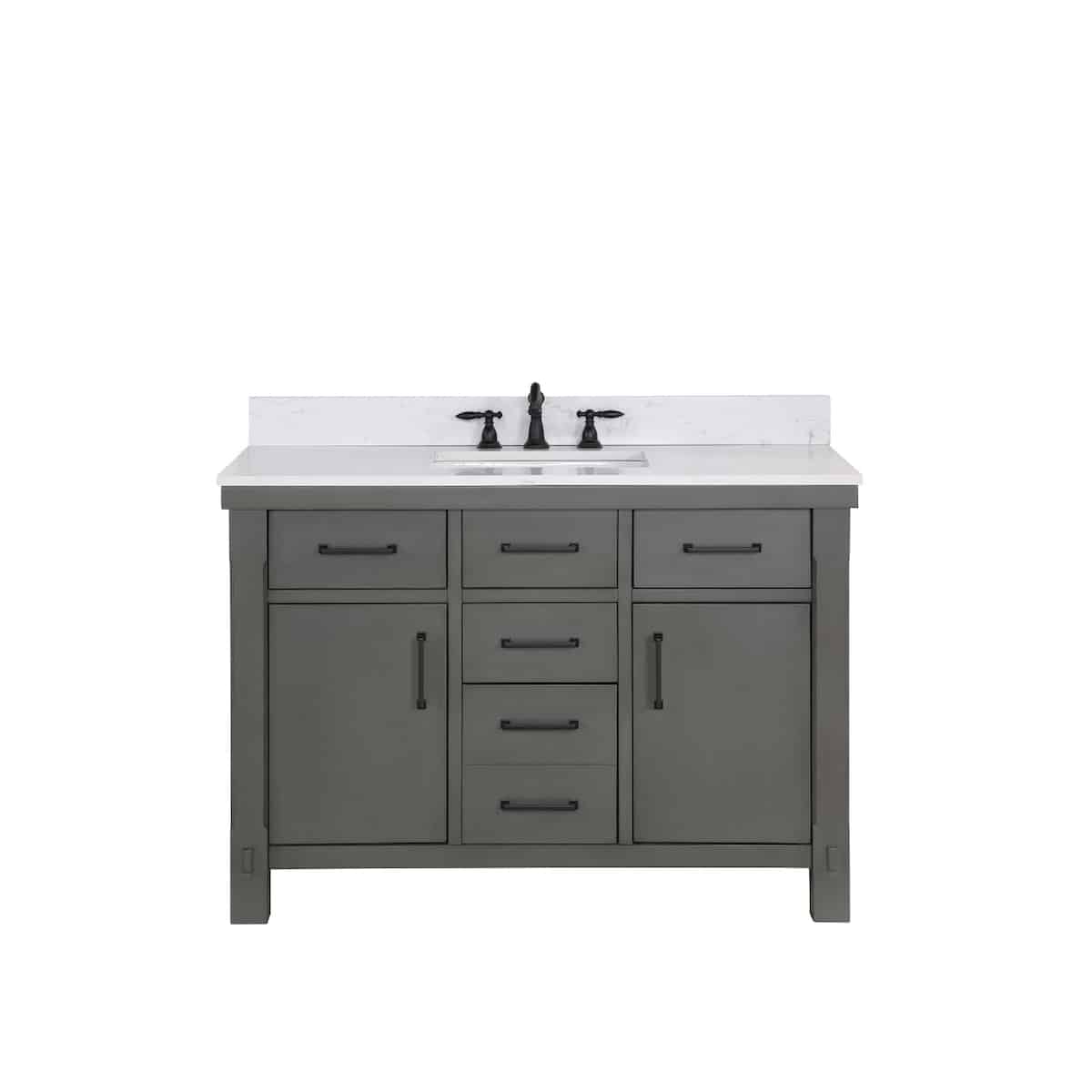 Vinnova Viella 48 Inch Freestanding Single Sink Bath Vanity in Rust Grey Finish with White Composite Countertop Without Mirror 701848-RU-WS-NM