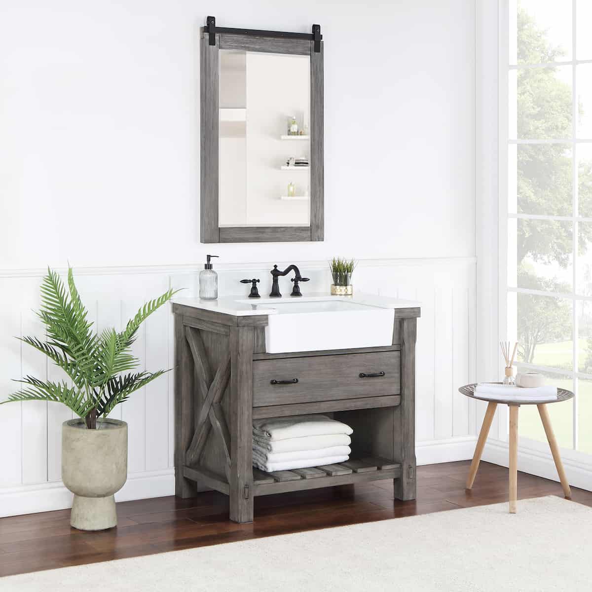 Vinnova-Villareal-36-Inch-Freestanding-Single-Bath-Vanity-in-Classical-Grey-with-Composite-Stone-Top-in-White-with-White-Farmhouse-Basin-With-Mirror-Side-701636-CR-GW
