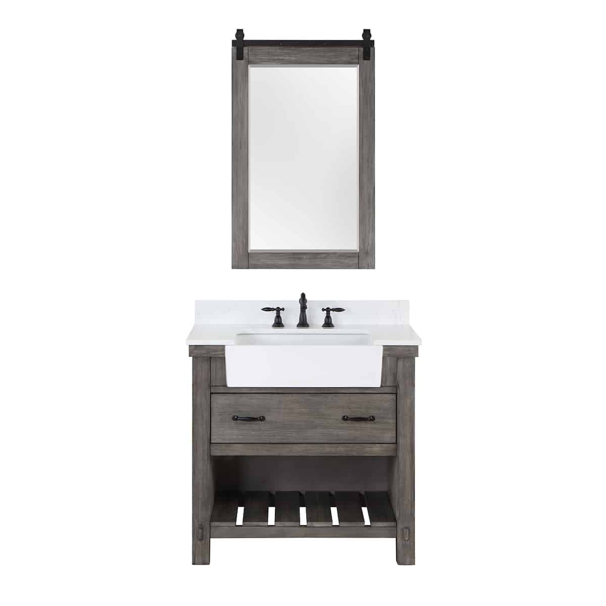 Vinnova-Villareal-36-Inch-Freestanding-Single-Bath-Vanity-in-Classical-Grey-with-Composite-Stone-Top-in-White-with-White-Farmhouse-Basin-With-Mirror-with-Faucet-701636-CR-GW