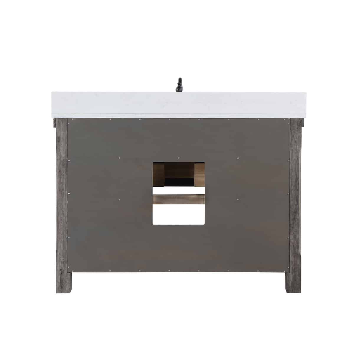 Vinnova Villareal 48 Inch Freestanding Single Bath Vanity in Classical Grey with Composite Stone Top in White with White Farmhouse Basin With Mirror Back Plumbing 701648-CR-GW