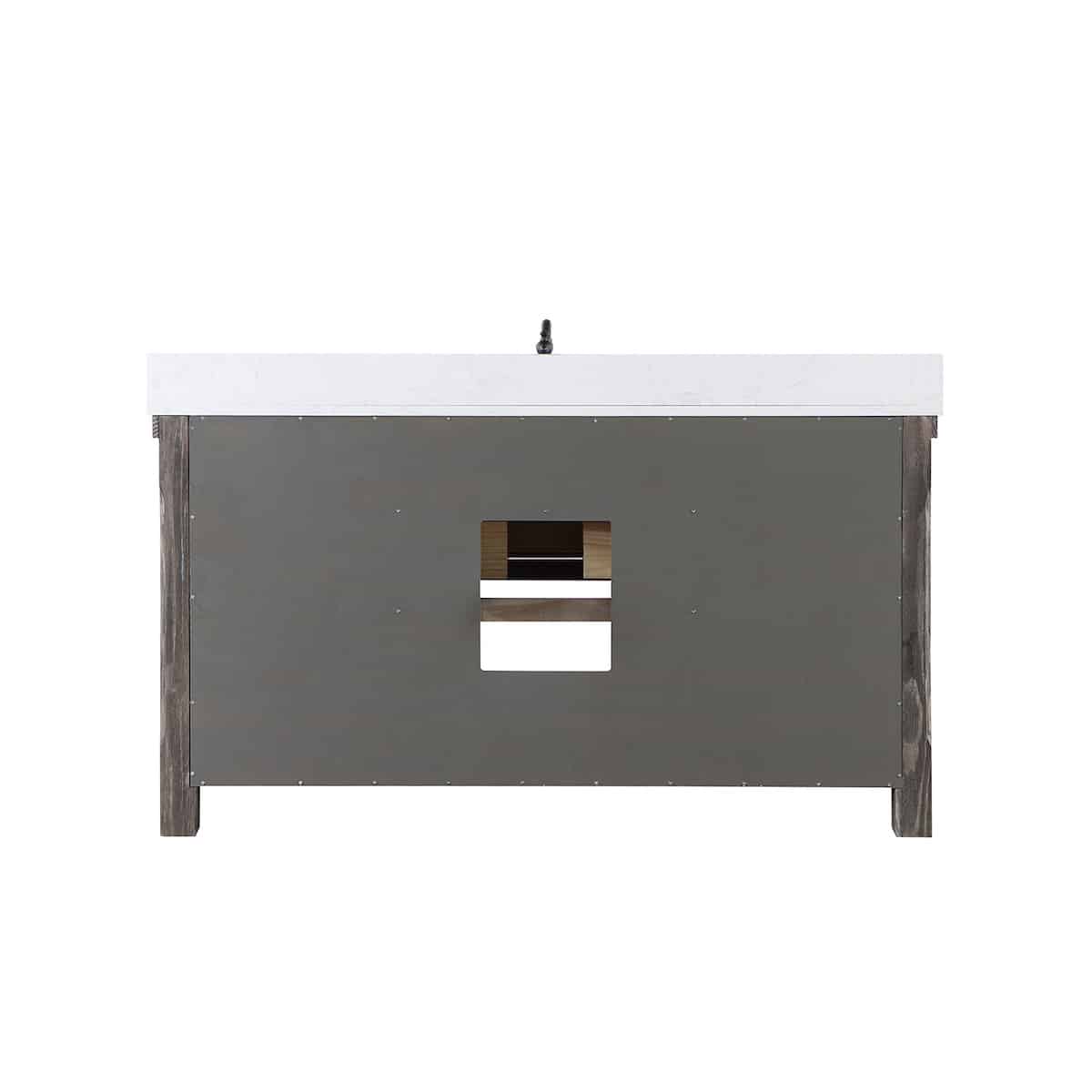 Vinnova Villareal 60 Inch Freestanding Single Bath Vanity in Classical Grey with Composite Stone Top in White with White Farmhouse Basin With Mirror Back Plumbing 701660-CR-GW