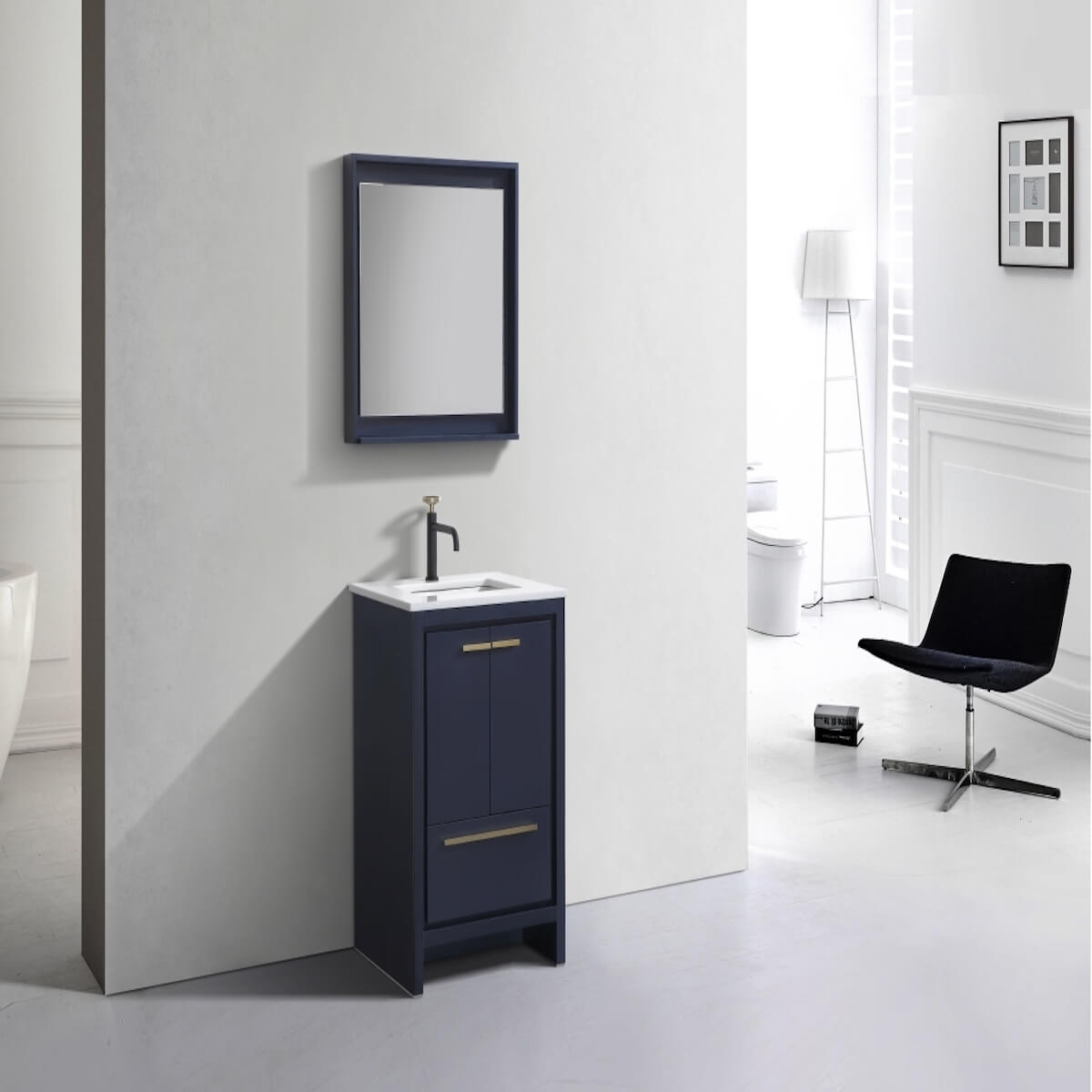 KubeBath Dolce 24” Blue Modern Bathroom Vanity with Quartz Countertop AD624BLUE in Bathroom #finish_blue