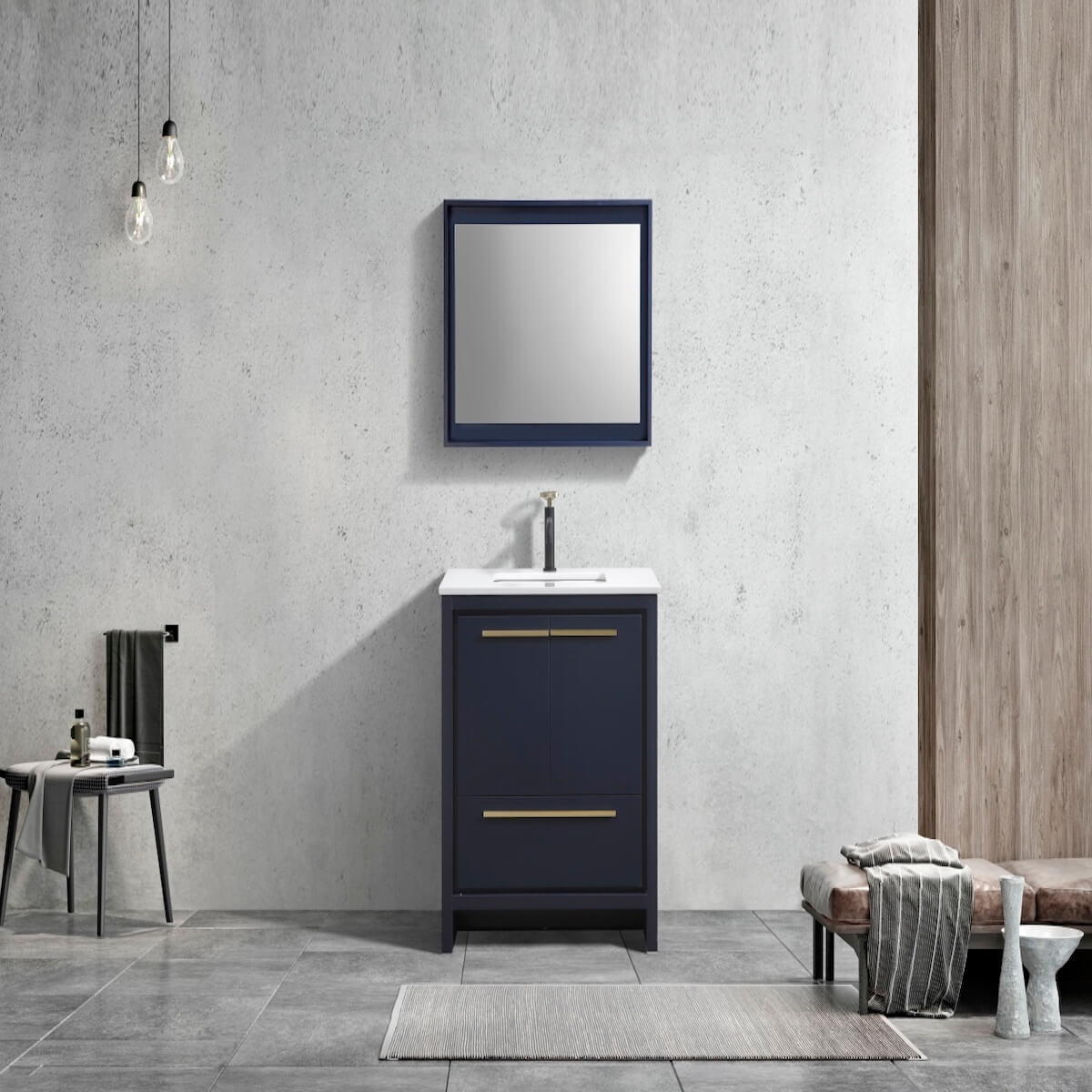 KubeBath Dolce 30” Blue Modern Bathroom Vanity with Quartz Countertop AD630BLUE in Bathroom #finish_blue