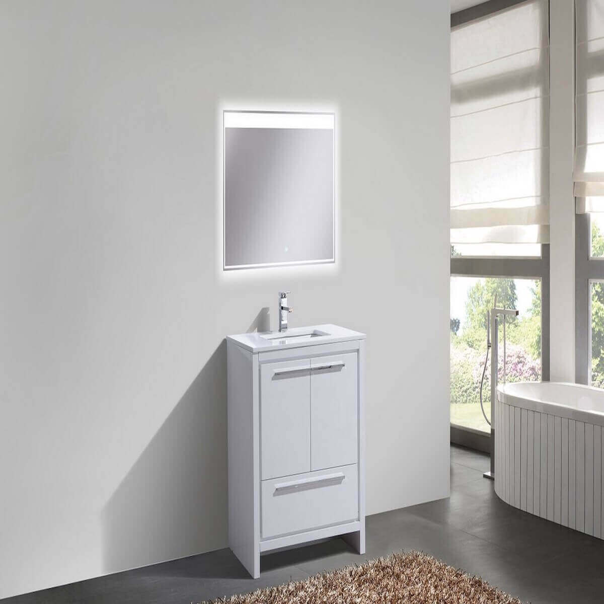 KubeBath Dolce 30” High Gloss White Freestanding Single Vanity with Quartz Countertop AD630GW in Bathroom #finish_high gloss white