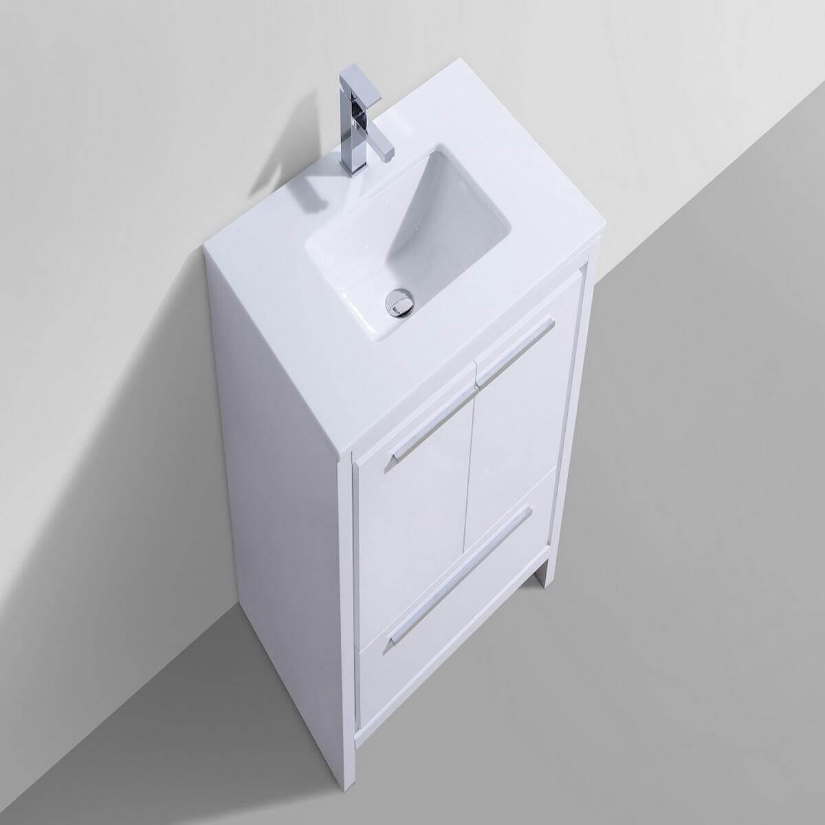 KubeBath Dolce 30” High Gloss White Freestanding Single Vanity with Quartz Countertop AD630GW #finish_high gloss white