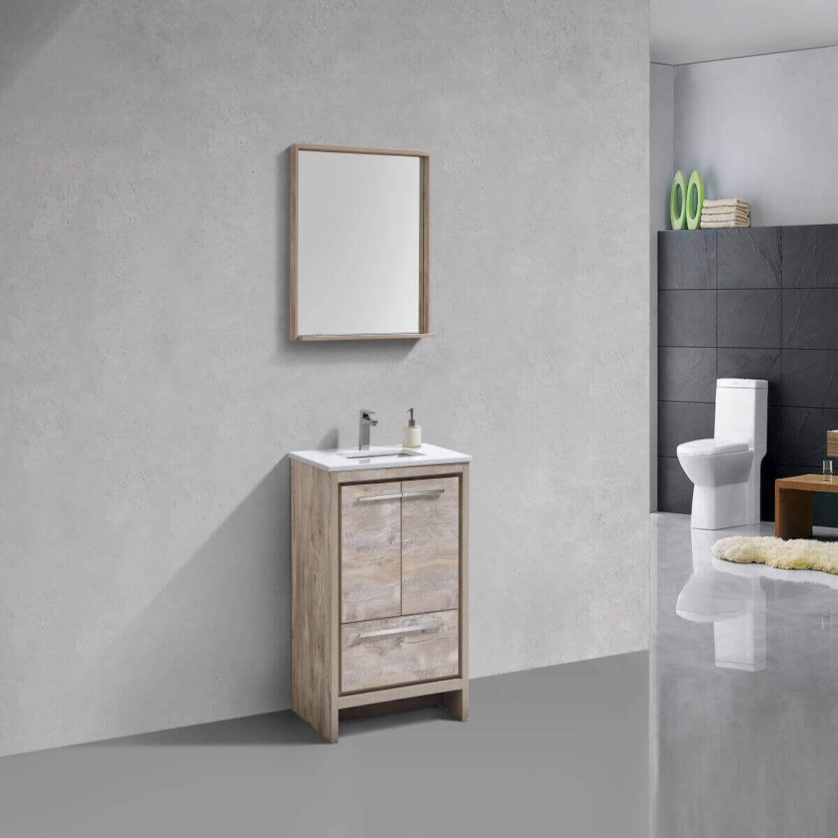 KubeBath Dolce 30” Nature Wood Freestanding Single Vanity with Quartz Countertop AD630NW in Bathroom #finish_nature wood