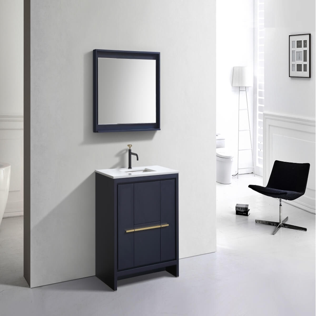 KubeBath Dolce 36” Blue Modern Bathroom Vanity with Quartz Countertop AD636BLUE in Bathroom #finish_blue