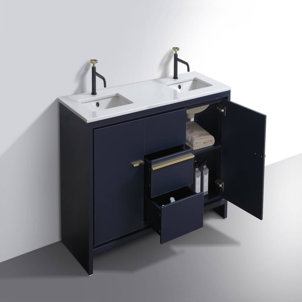 KubeBath Dolce 60” Blue Modern Bathroom Double Vanity with Quartz Countertop AD660DBLUE Inside #finish_blue