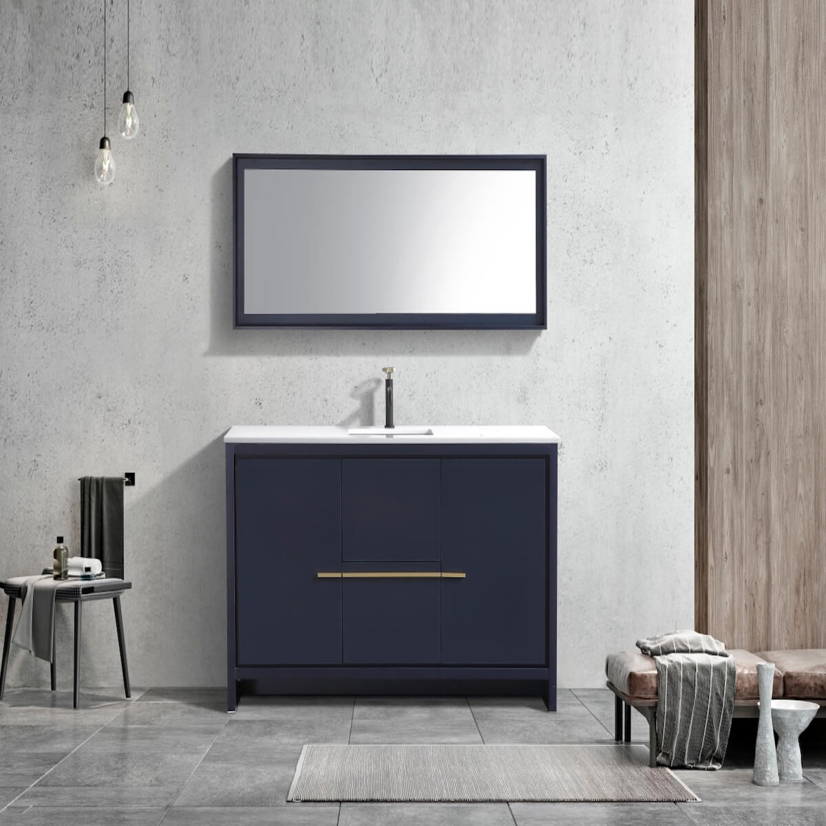 KubeBath Dolce 60” Blue Modern Bathroom Single Vanity with Quartz Countertop AD660SBLUE in Bathroom #finish_blue