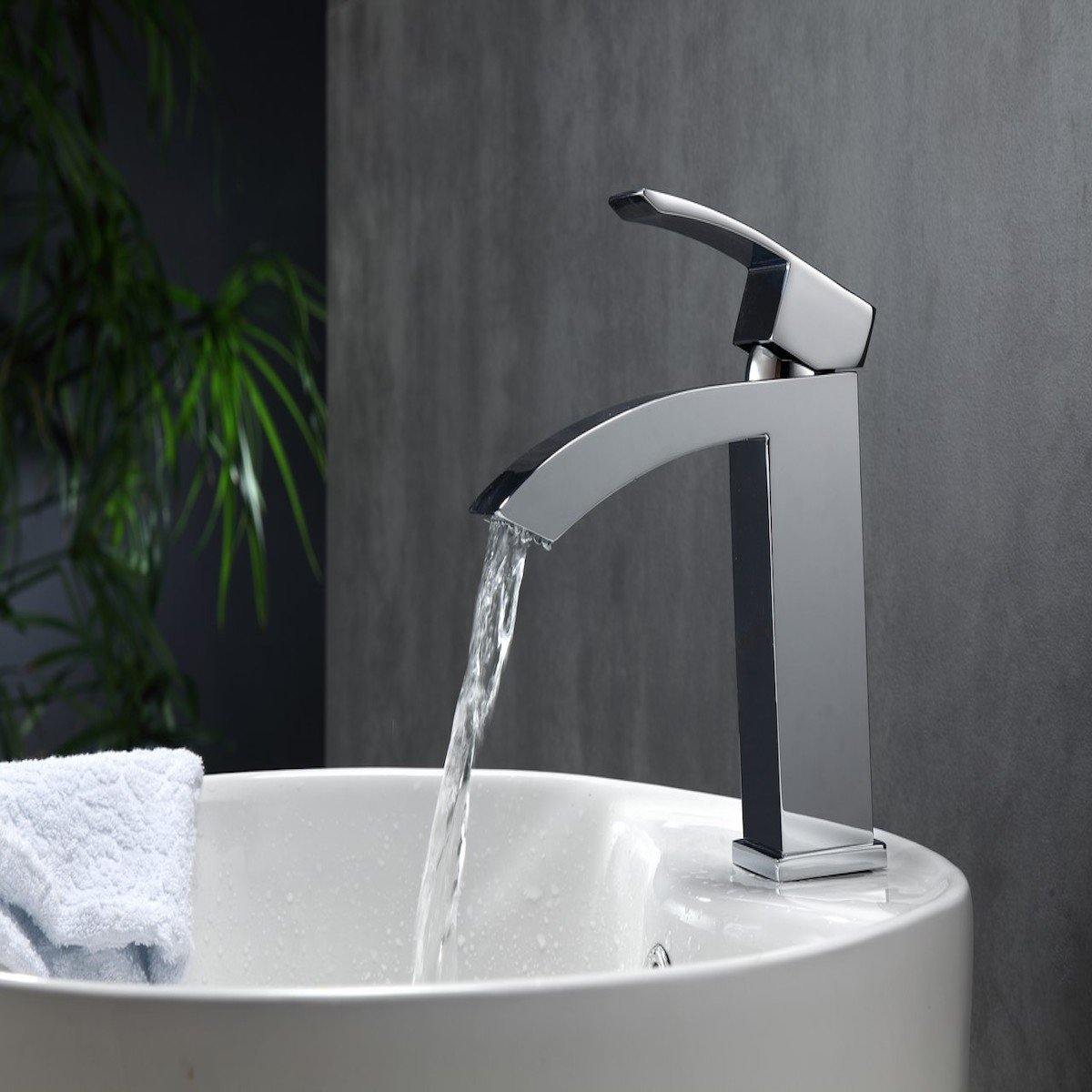 KubeBath Aqua Blazo Single Lever Wide Spread Bathroom Vanity Faucet - Chrome AFB053