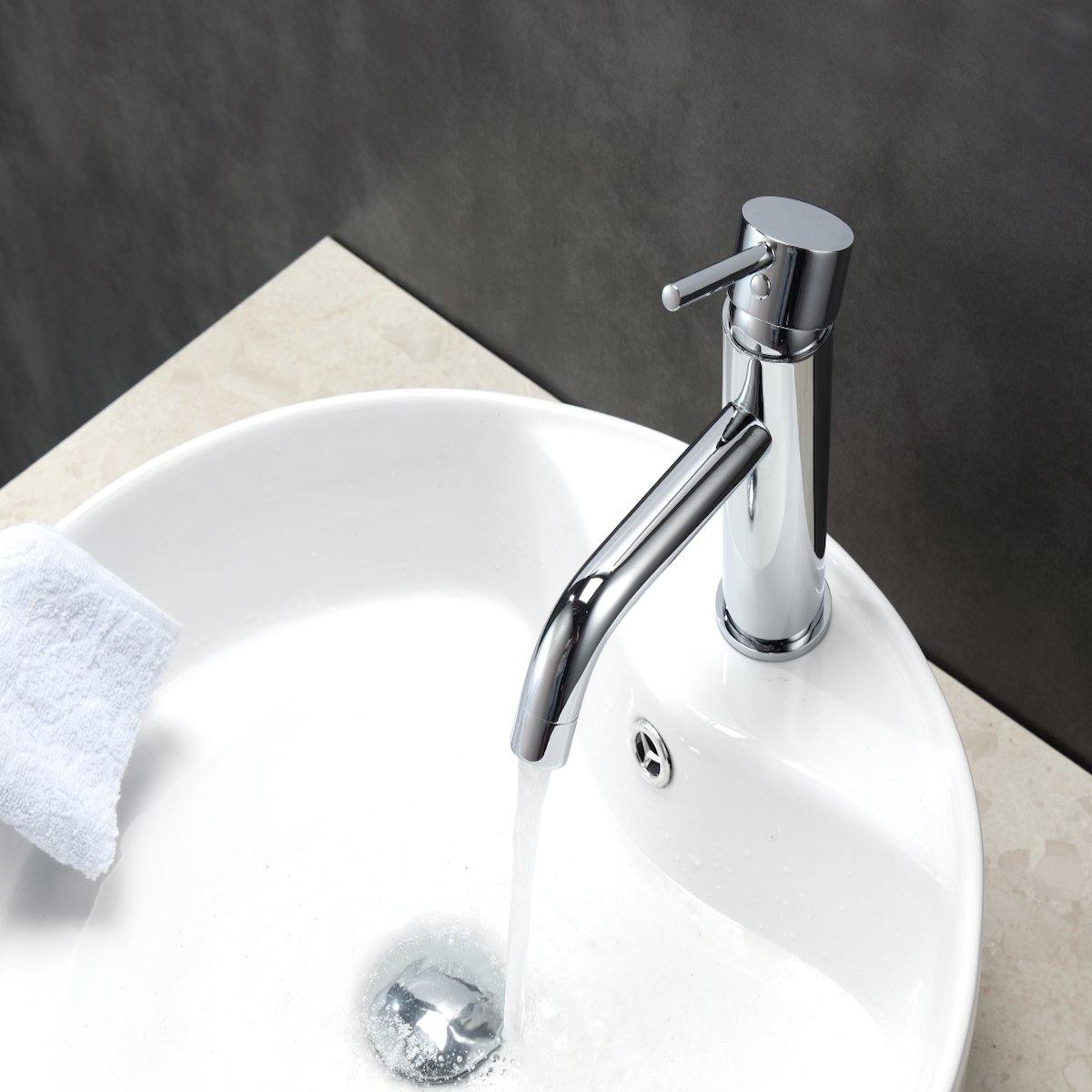 KubeBath Aqua Rondo Single Hole Mount Bathroom Vanity Faucet - Chrome AFB090