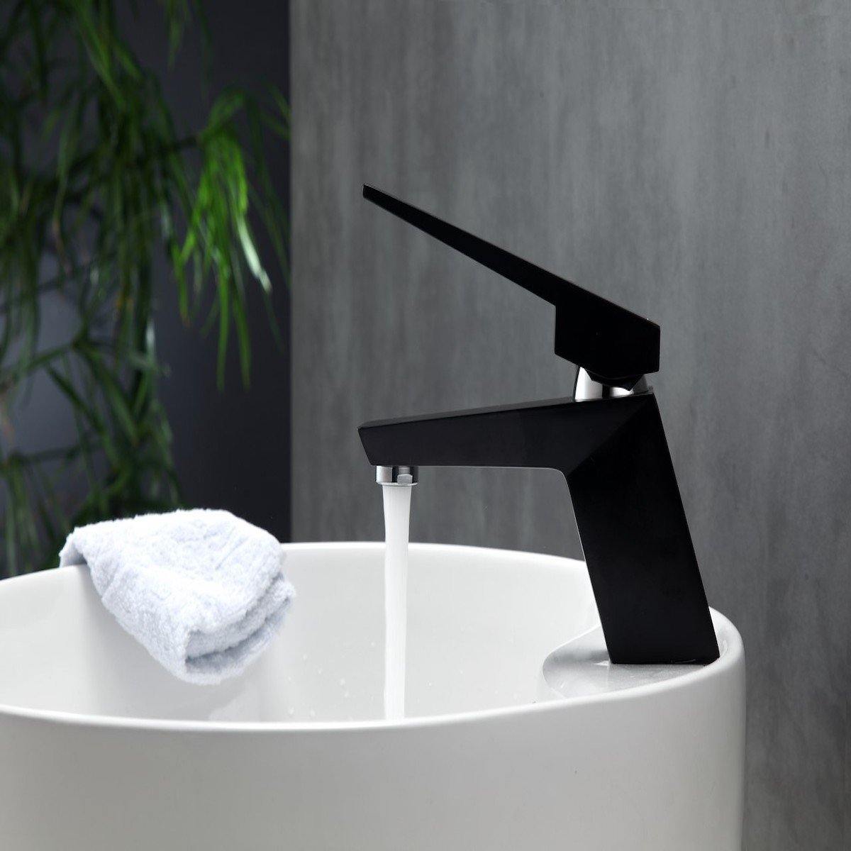 KubeBath Aqua Siza Matte Black Single Lever Modern Bathroom Vanity Faucet AFB13BK #finish_matte black