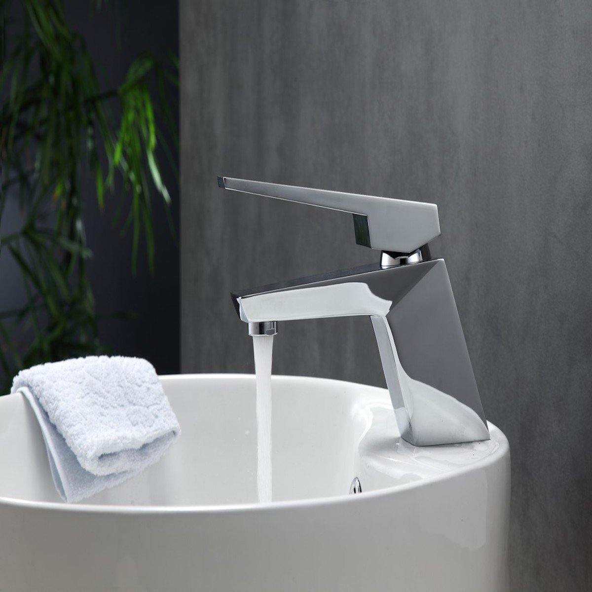 KubeBath Aqua Siza Chrome Single Lever Modern Bathroom Vanity Faucet AFB13CH #finish_chrome