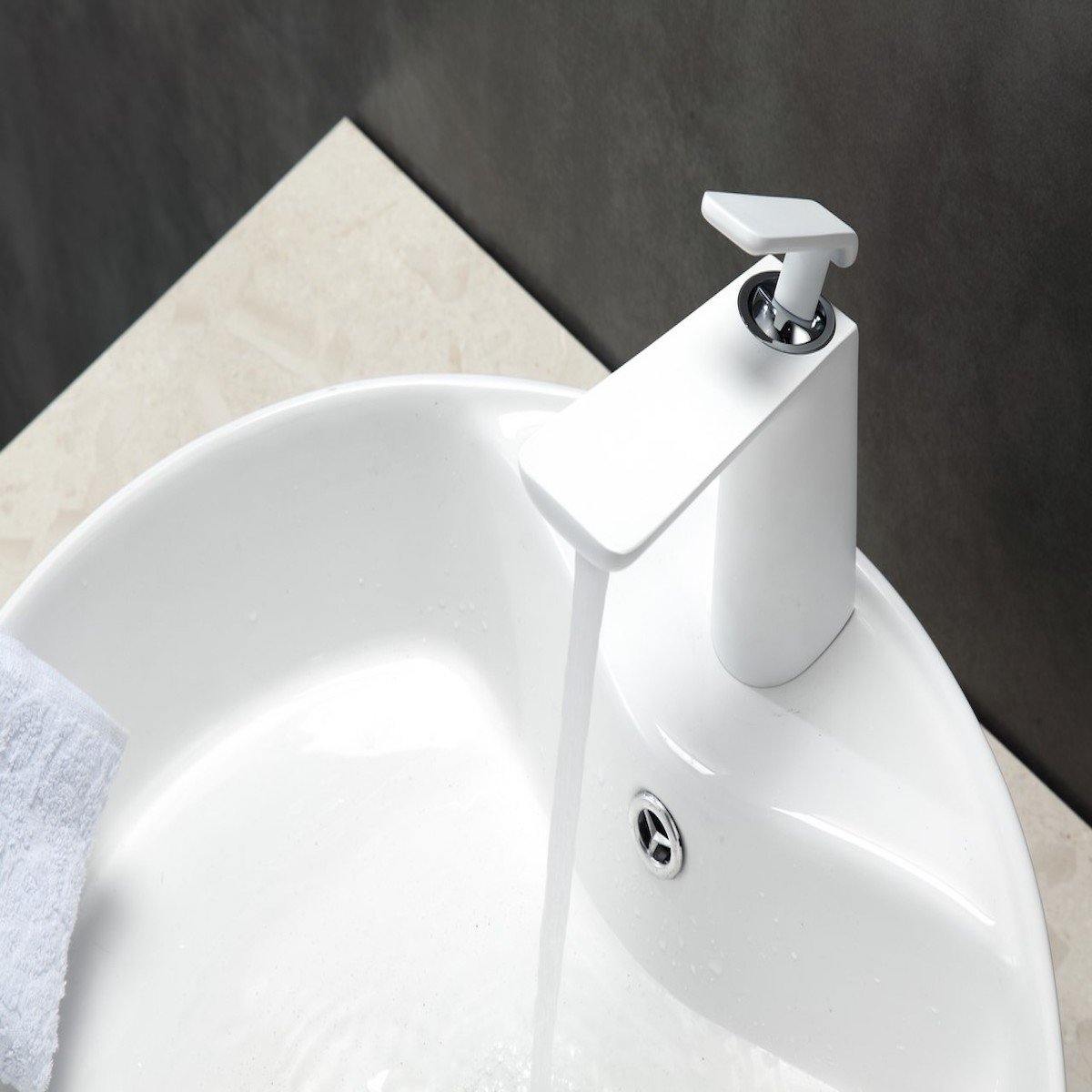 KubeBath Aqua Adatto Chrome and White Single Lever Faucet AFB1639WH #finish_chrome and white