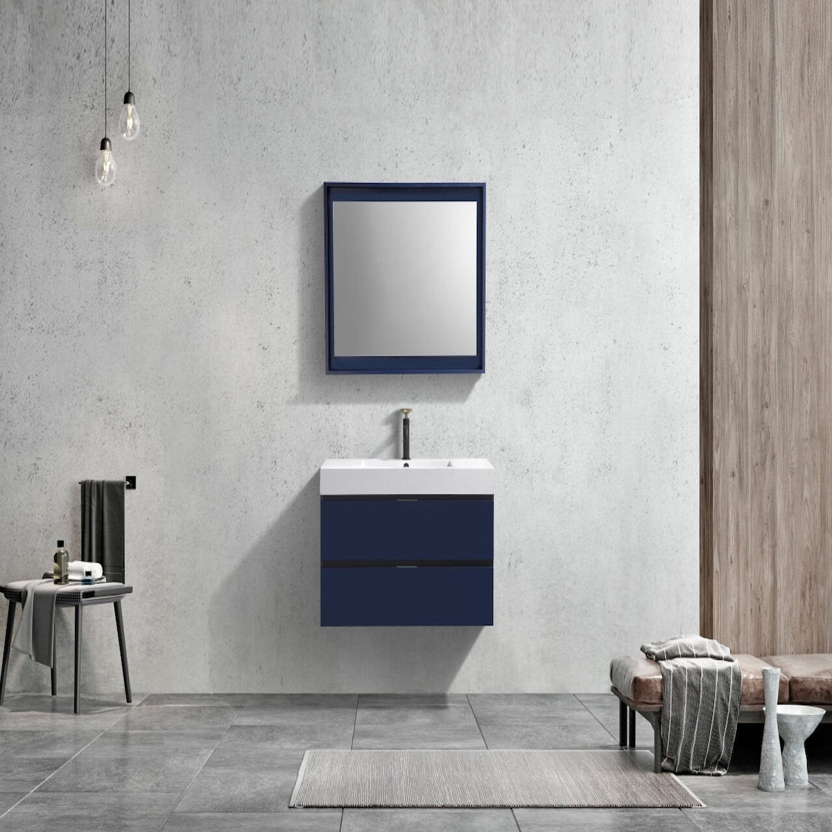 KubeBath Bliss 36” Blue Wall Mount Single Vanity BSL36-BLUE in Bathroom #finish_blue
