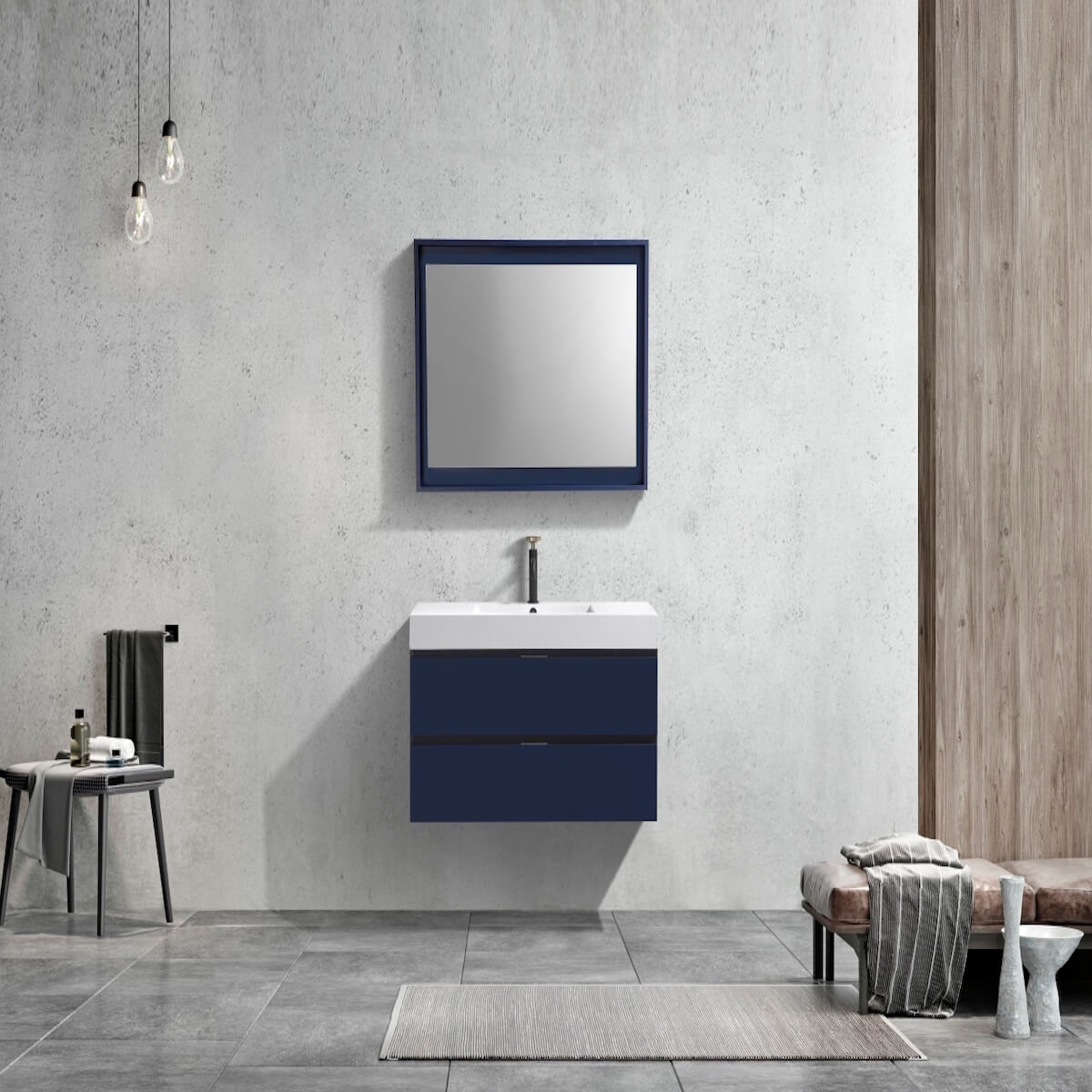 KubeBath Bliss 40” Blue Wall Mount Single Vanity BSL40-BLUE in Bathroom #finish_blue