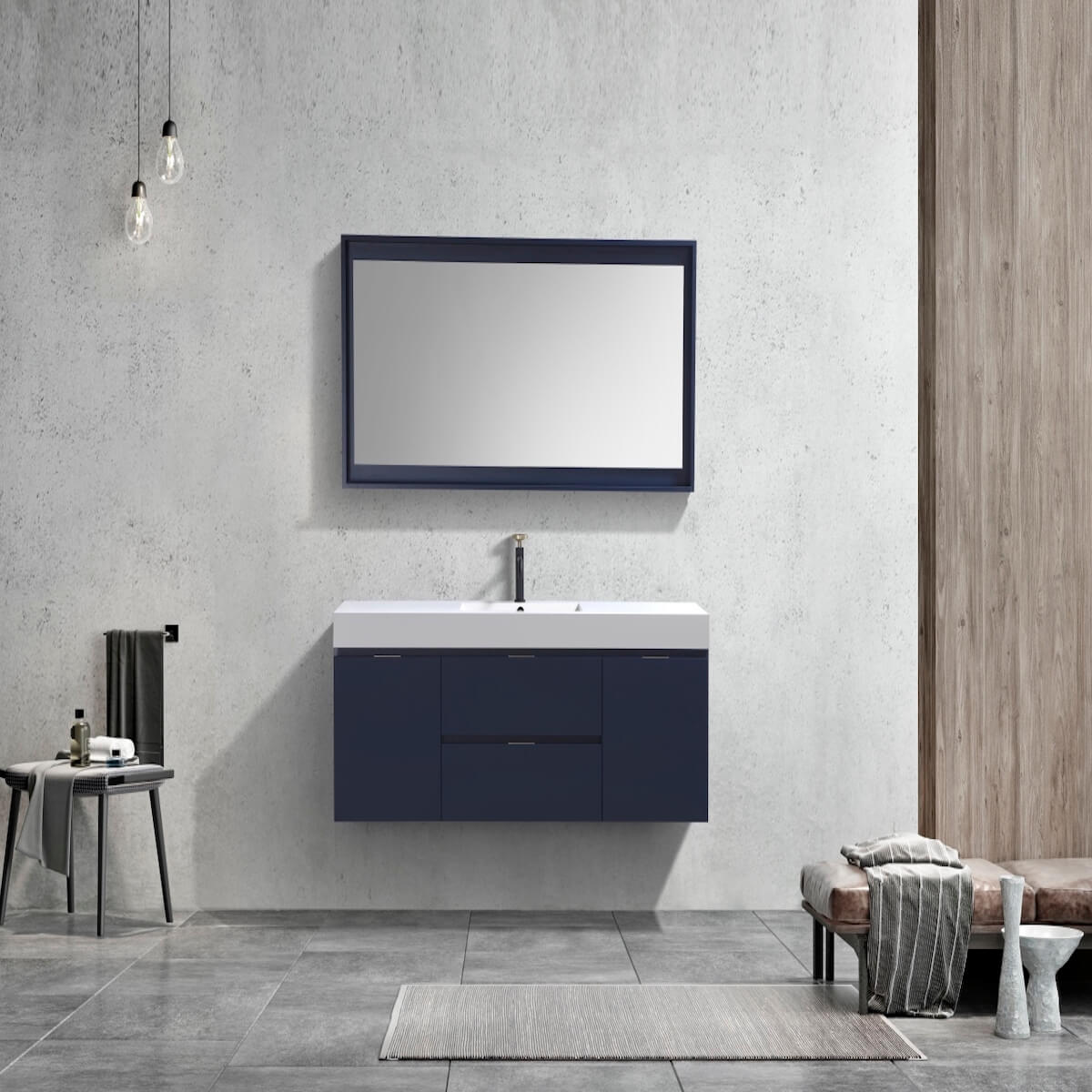 KubeBath Bliss 60” Blue Wall Mount Single Vanity BSL60S-BLUE in Bathroom #finish_blue