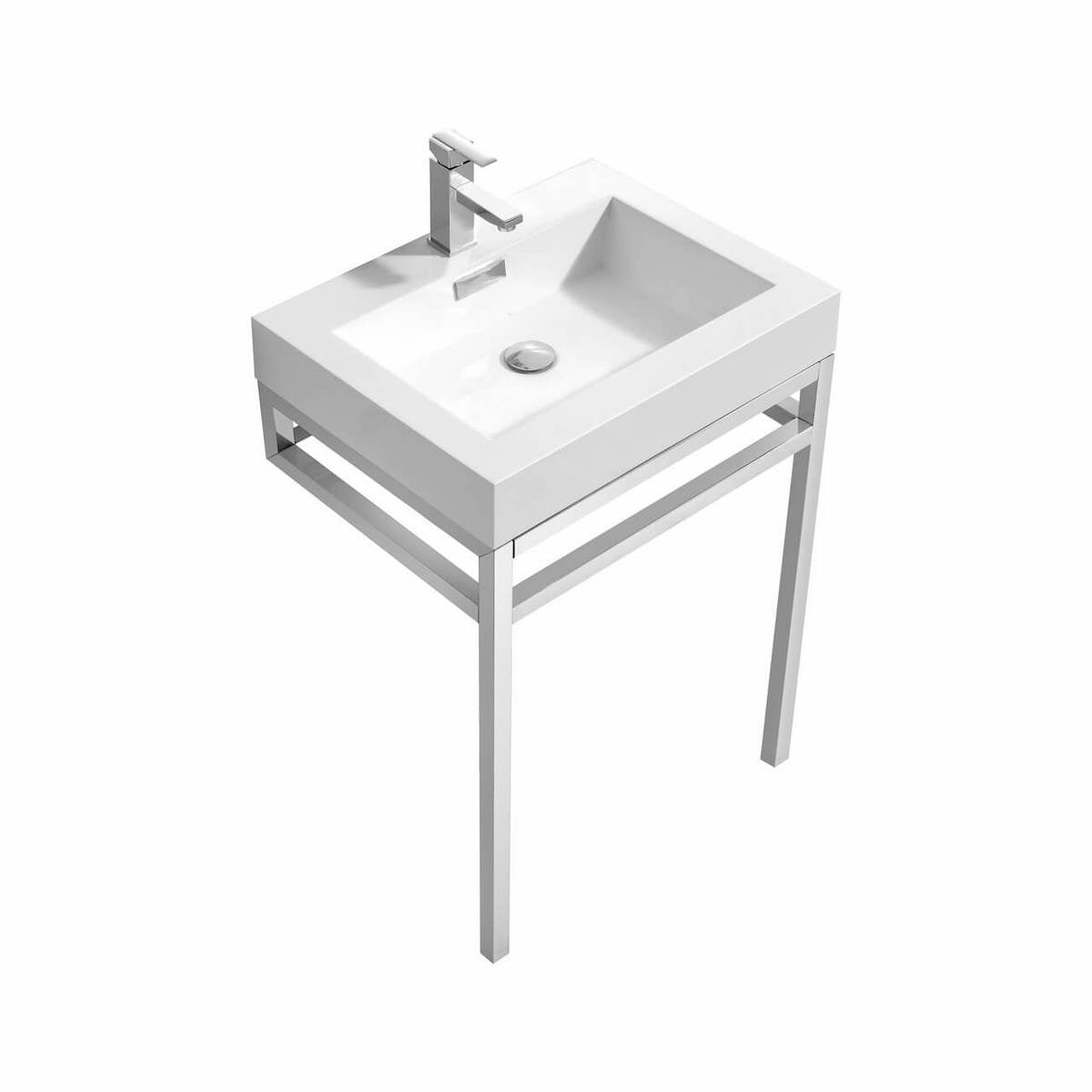 KubeBath Haus 24” Stainless Steel Console with While Acrylic Sink