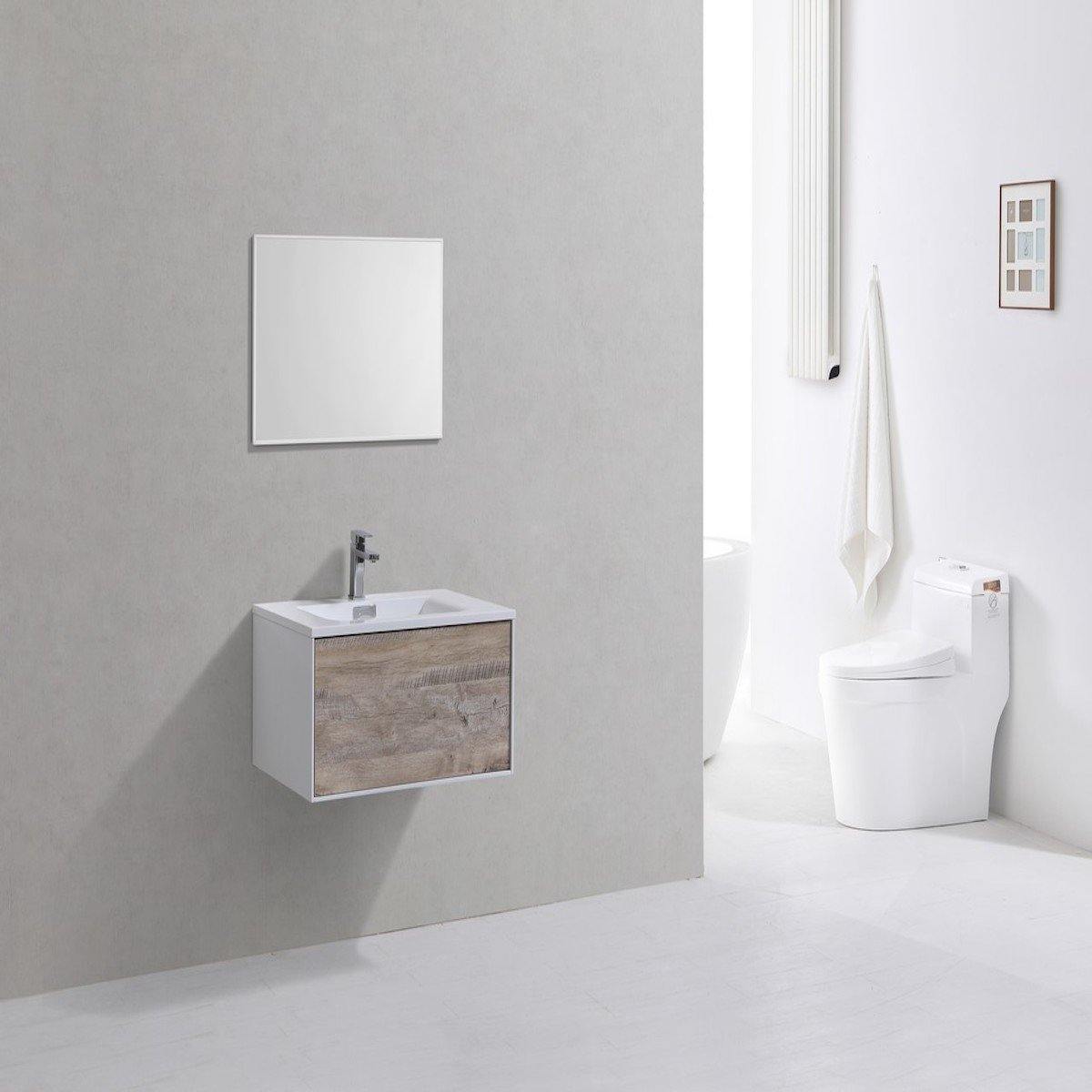 KubeBath Divario 30" Nature Wood Wall Mount Modern Bathroom Single Vanity D30-NW in Bathroom