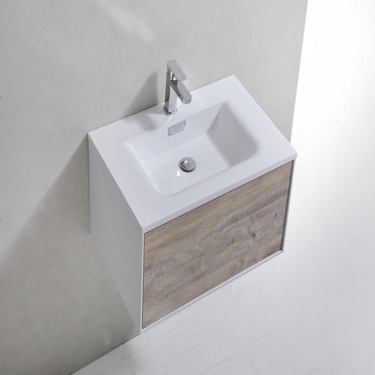KubeBath Divario 30" Nature Wood Wall Mount Modern Bathroom Single Vanity D30-NW