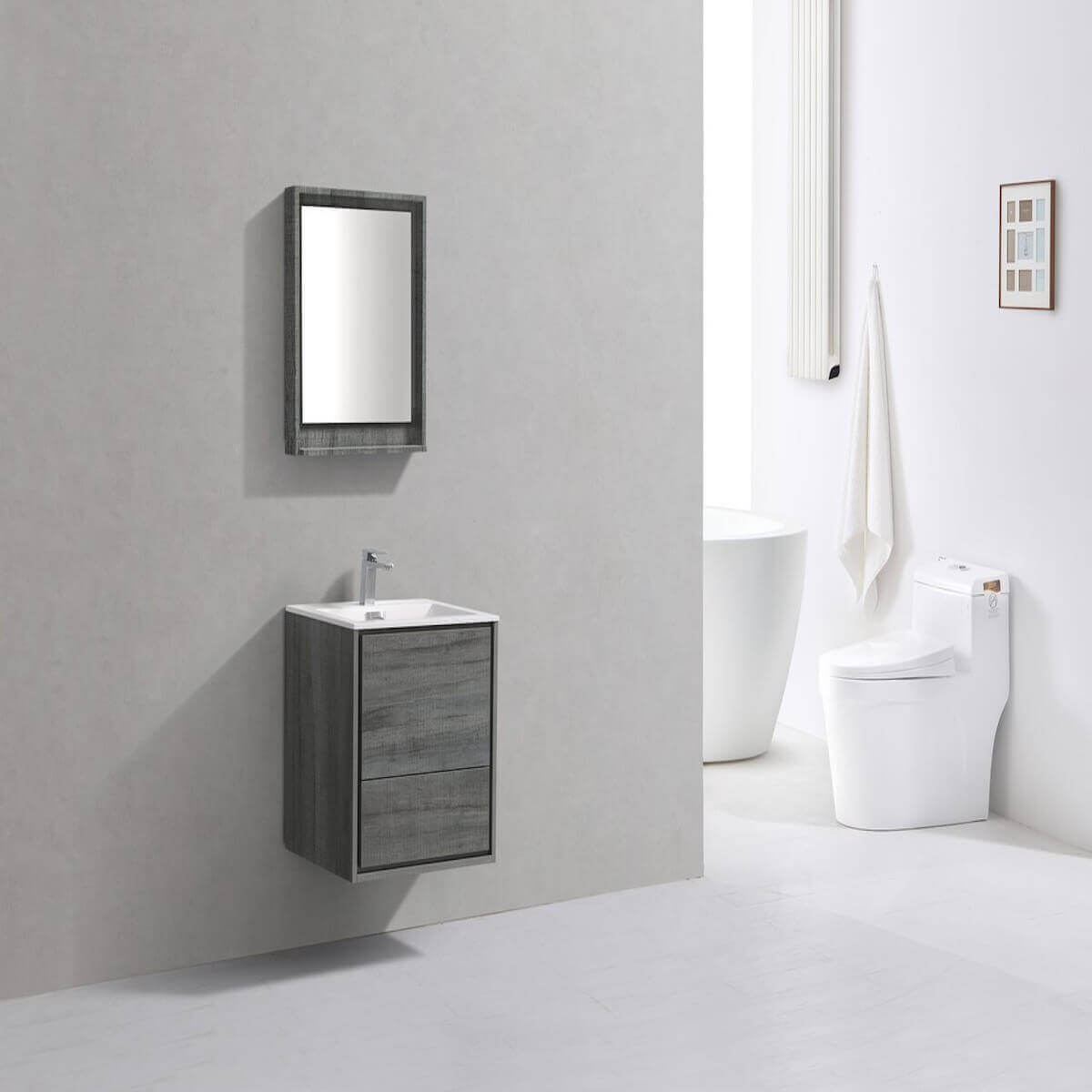 KubeBath DeLusso 24" Ocean Gray Wall Mount Single Vanity DL24-BE in Bathroom #finish_ocean gray