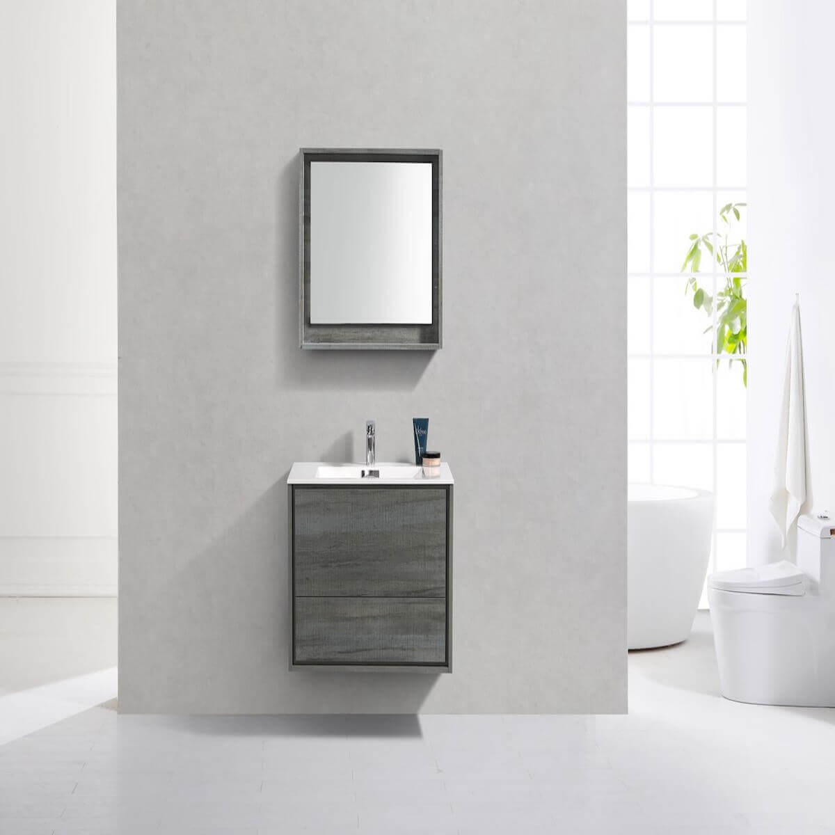 KubeBath DeLusso 30" Ocean Gray Wall Mount Single Vanity DL30-BE in Bathroom #finish_ocean gray