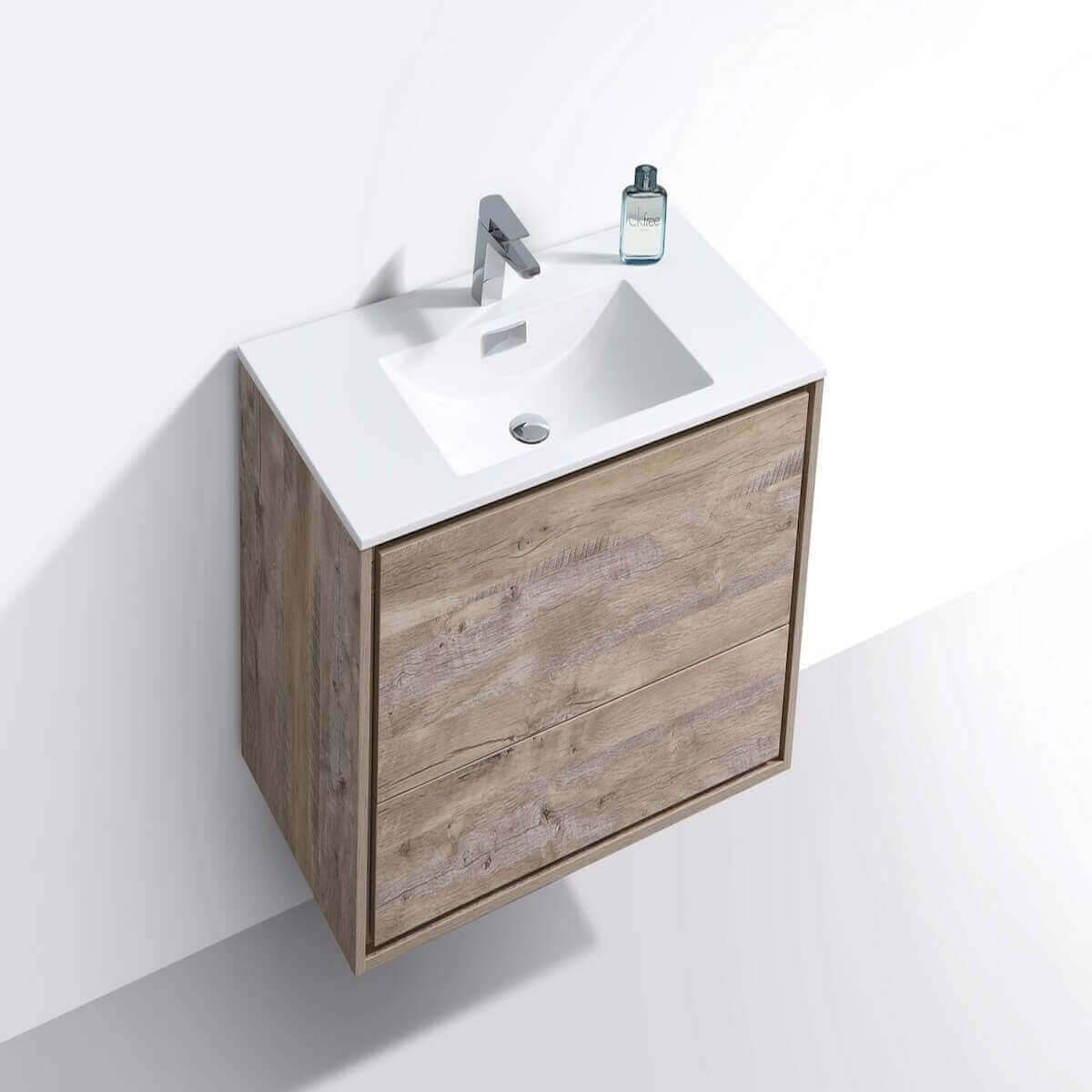 KubeBath DeLusso 36" Nature Wood Wall Mount Single Vanity DL36-NW #finish_nature wood