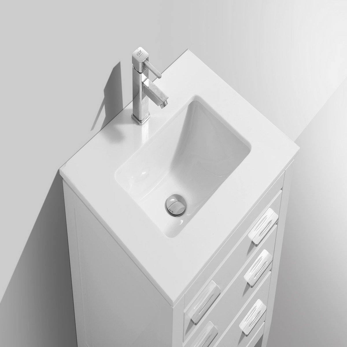 KubeBath Eiffel 24" High Gloss White Single Vanity with Quartz Countertop E24-GW Sink