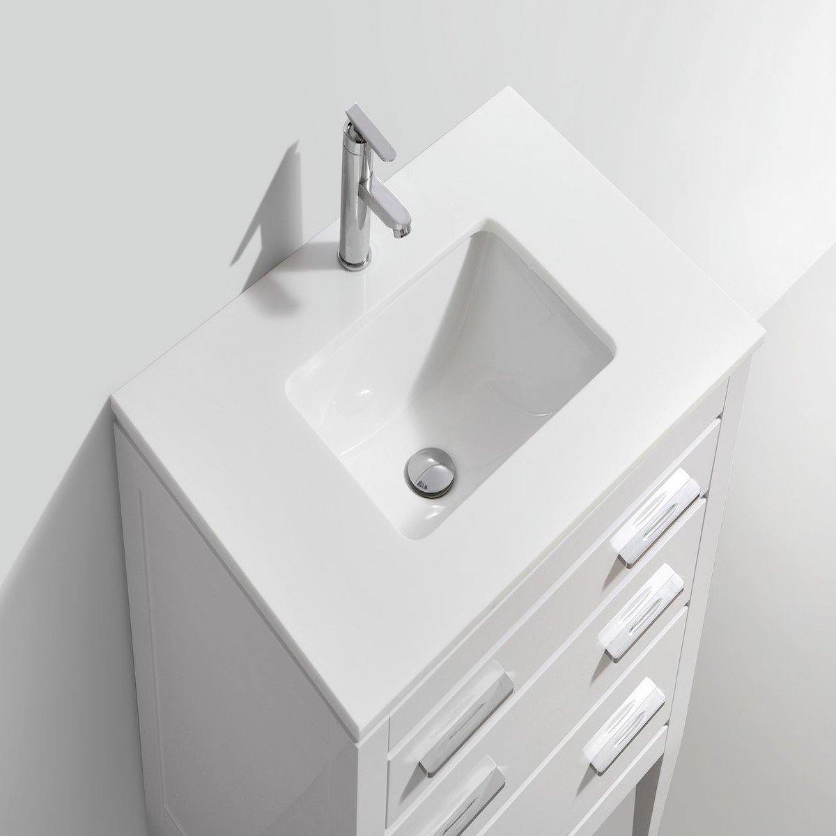 KubeBath Eiffel 30" High Gloss White Single Vanity with Quartz Countertop Sink E30-GW