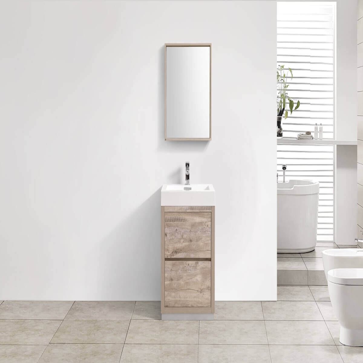 KubeBath Bliss 24" Nature Wood Freestanding Single Vanity FMB24-NW in Bathroom #finish_nature wood