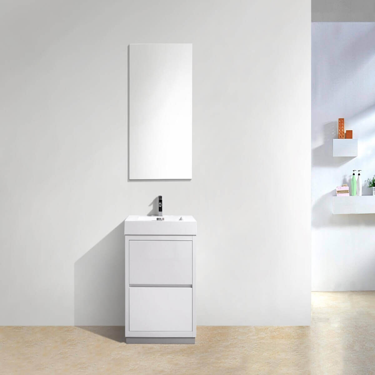 KubeBath Bliss 30" Gloss White Freestanding Single Vanity FMB30GW in Bathroom #finish_gloss white