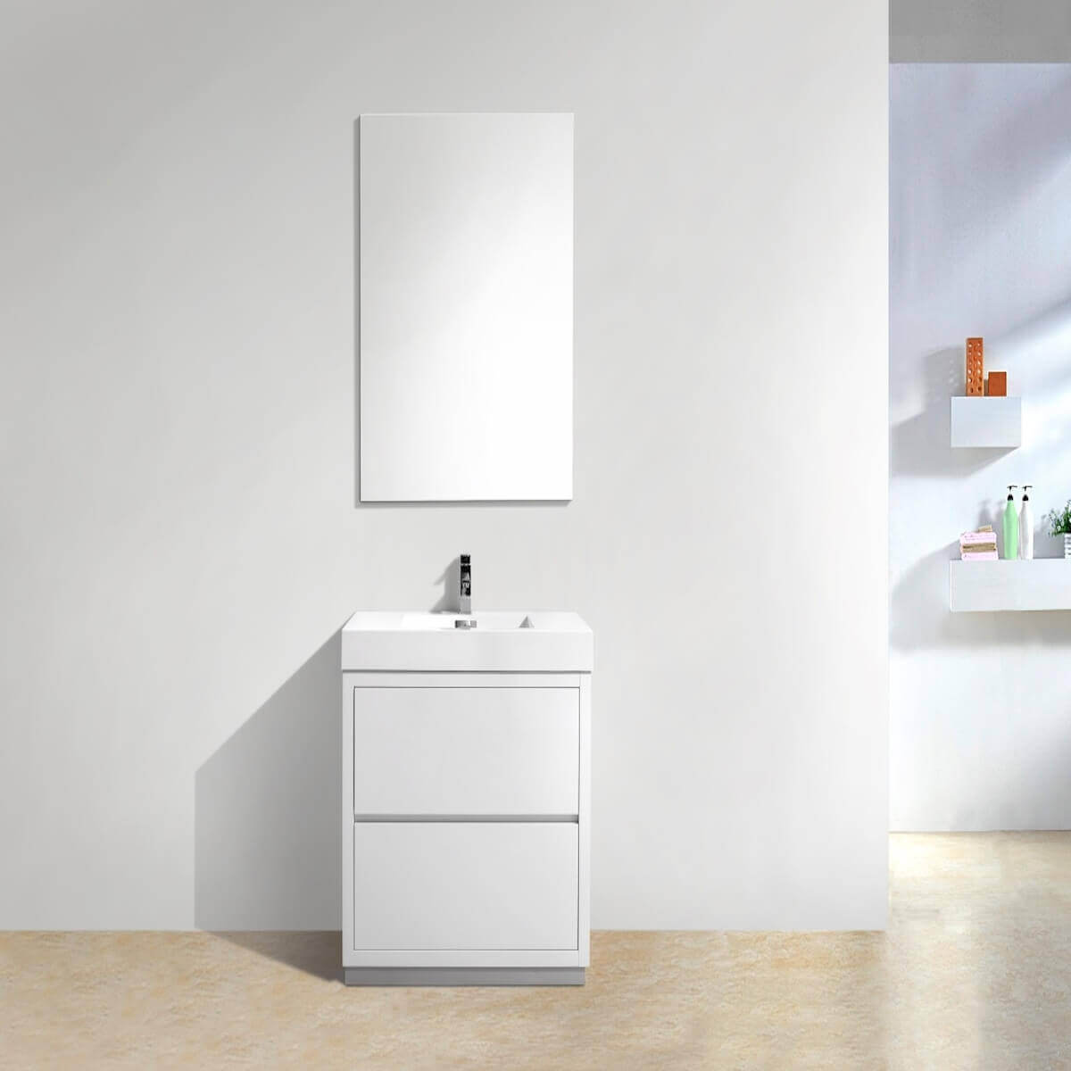 KubeBath Bliss 36" Gloss White Freestanding Single Vanity FMB36GW in Bathroom #finish_gloss white
