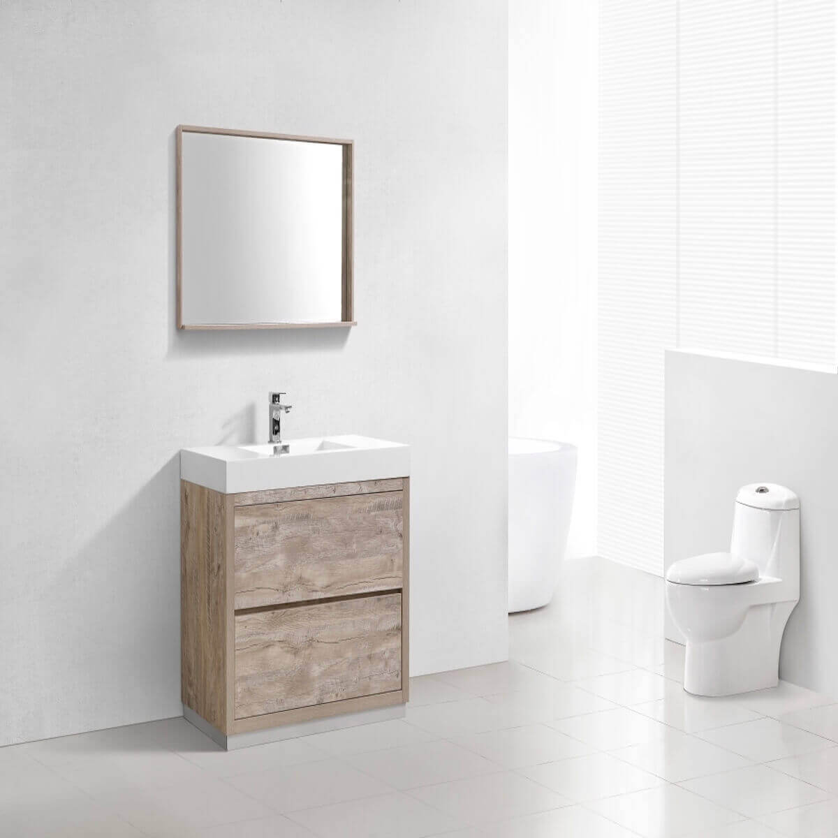 KubeBath Bliss 40" Nature Wood Freestanding Single Vanity FMB40-NW in Bathroom #finish_nature wood