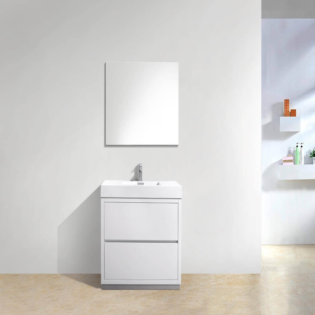 KubeBath Bliss 40" Gloss White Freestanding Single Vanity FMB40GW in Bathroom #finish_gloss white