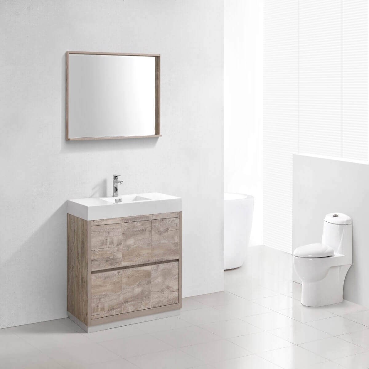 KubeBath Bliss 48" Nature Wood Freestanding Single Vanity FMB48-NW in Bathroom #finish_nature wood